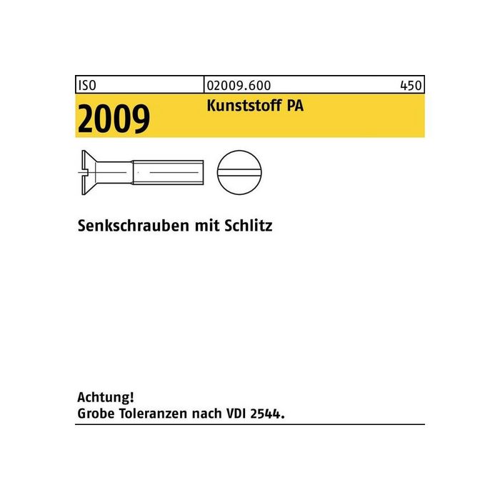 Senkschraube Senkschraube ISO 2009 m.Schlitz M 8 x 16 Polyamid