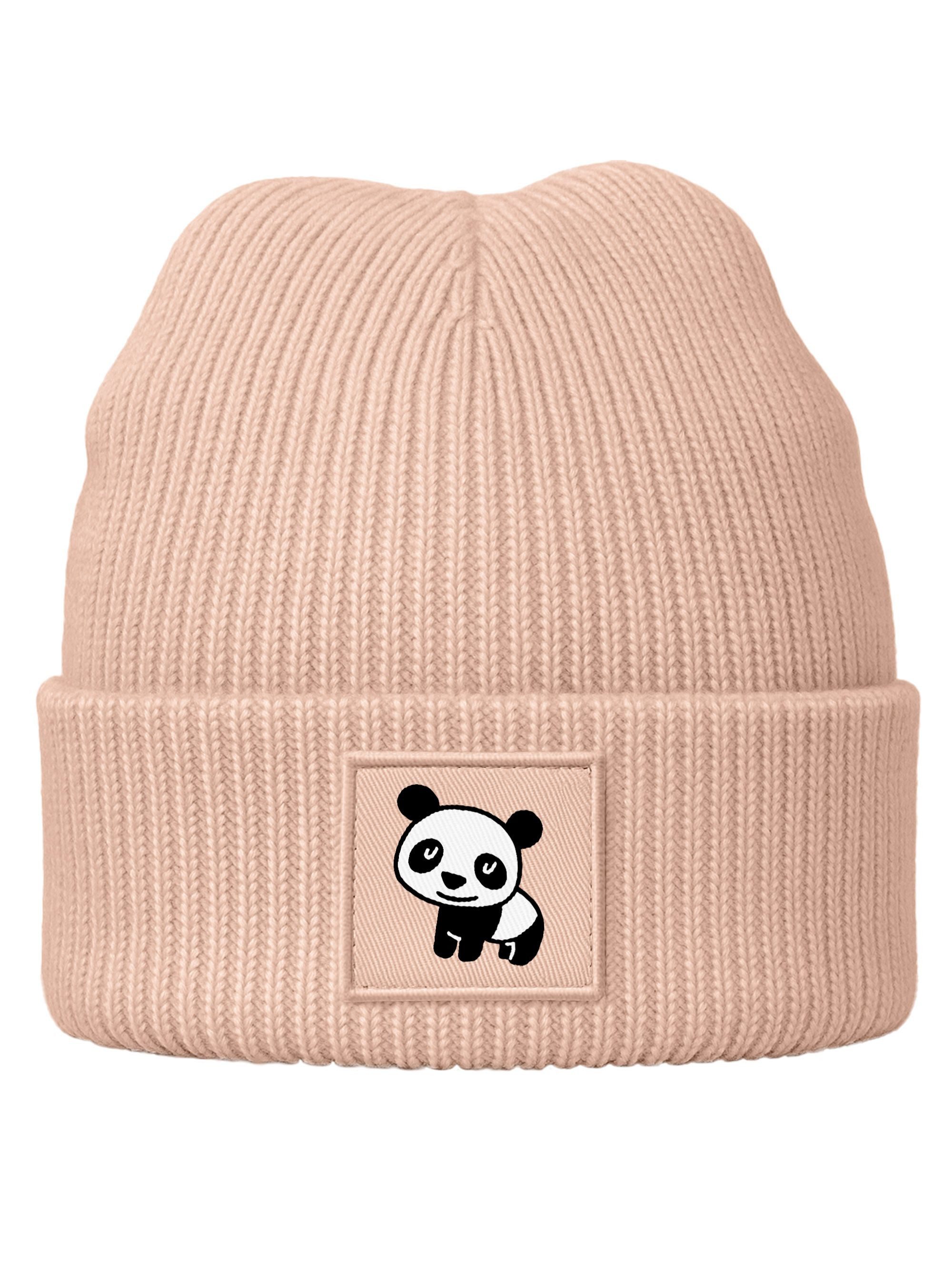 SpecialMe Beanie Kinder Beanie Mädchen Patch Panda Bär Aufdruck Wintermütze Tiermotive