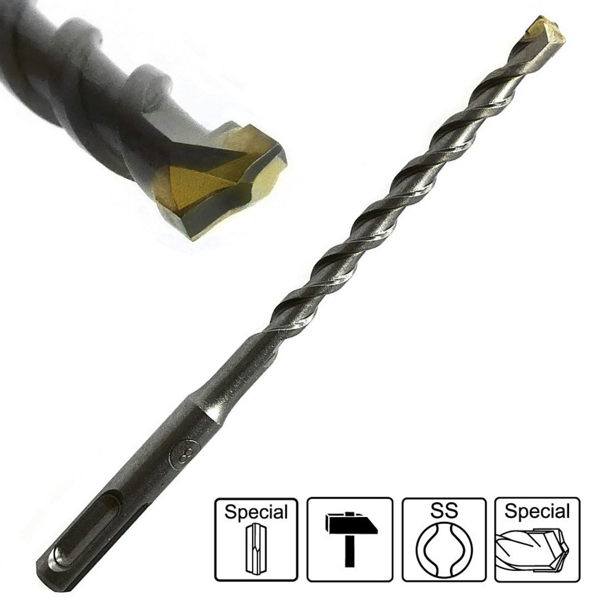S&R Betonbohrer Steinbohrer / Hammerbohrer SDS PLUS für Bohrhammer, (Set, 6-tlg 5, 6, 8 x 110 mm; 6, 8, 10 x 160 mm), Bohrer für Beton, Granit, Mauerwerk und Stein