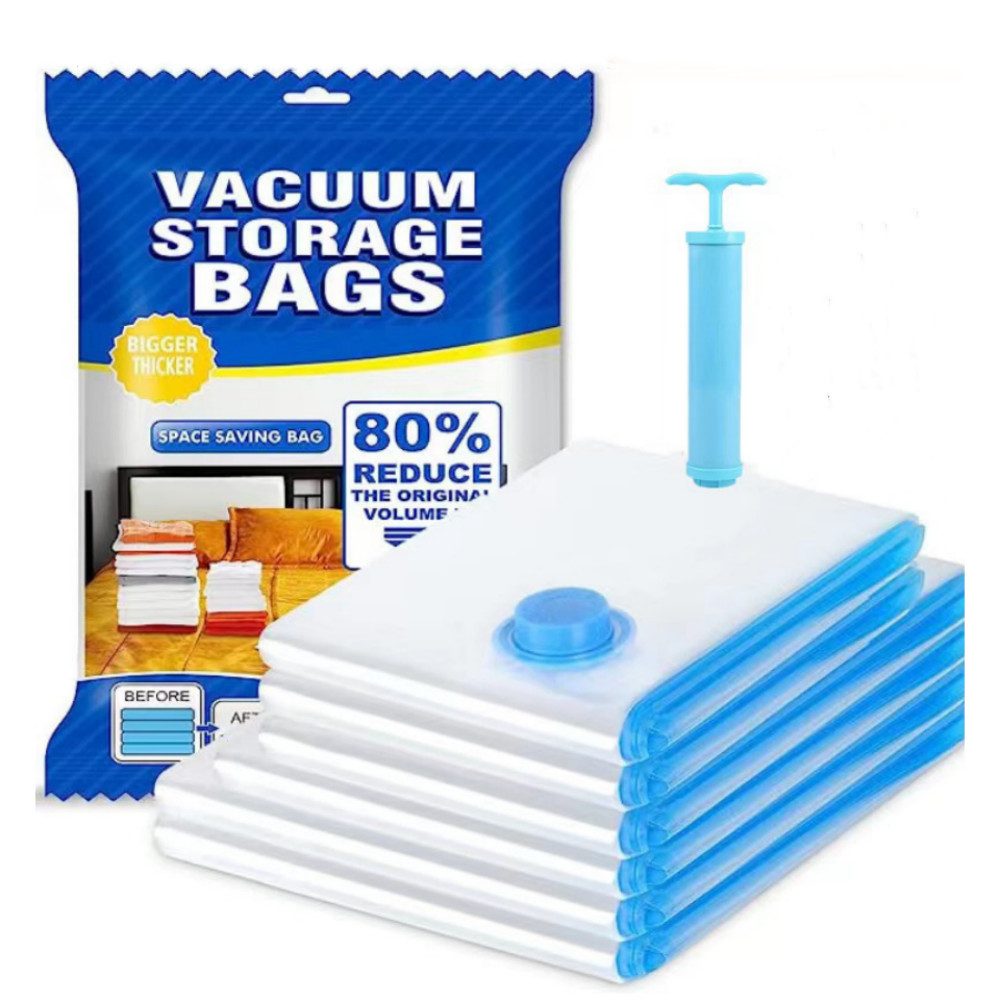 Heyork Мешочки из фольги 7 Stück Vakuumbeutel für Kleidung Bettdecken 4 Größen und 1 Handpumpe