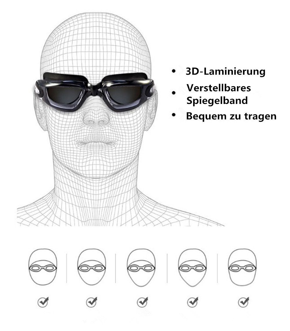 mit Schwimmbrille Spiegel Erwachsene blue Schwimmbrille Profi für Mirror XDeer Aufbewahrungsbox, mit Komfort Schwimmbrillen