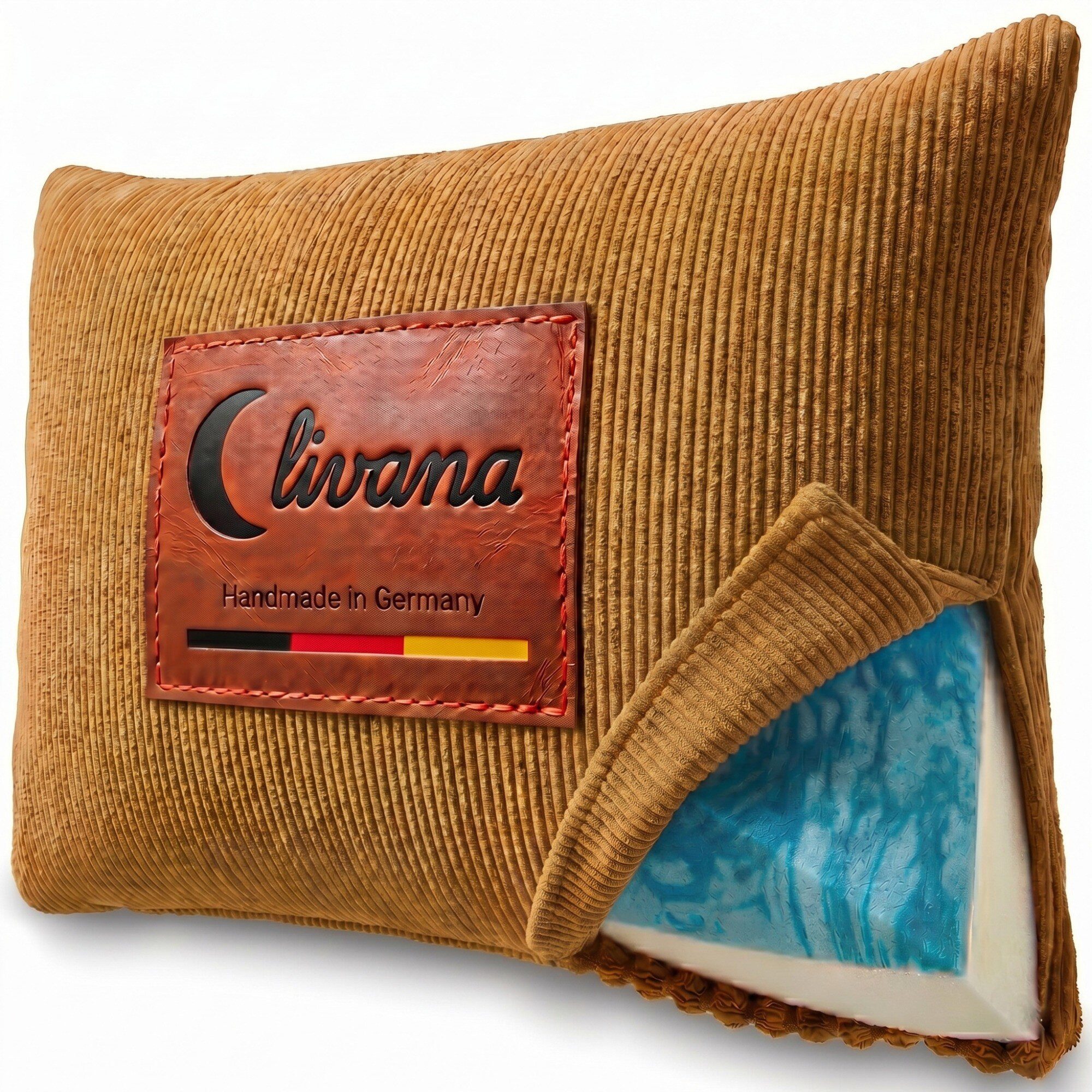livana Visko-Kissen Lumbar Cord Nackenkissen – Gelschaum + Visco, 50×30×8,5 cm, Seitenschläfer, Bauchschläfer, Rückenschläfer