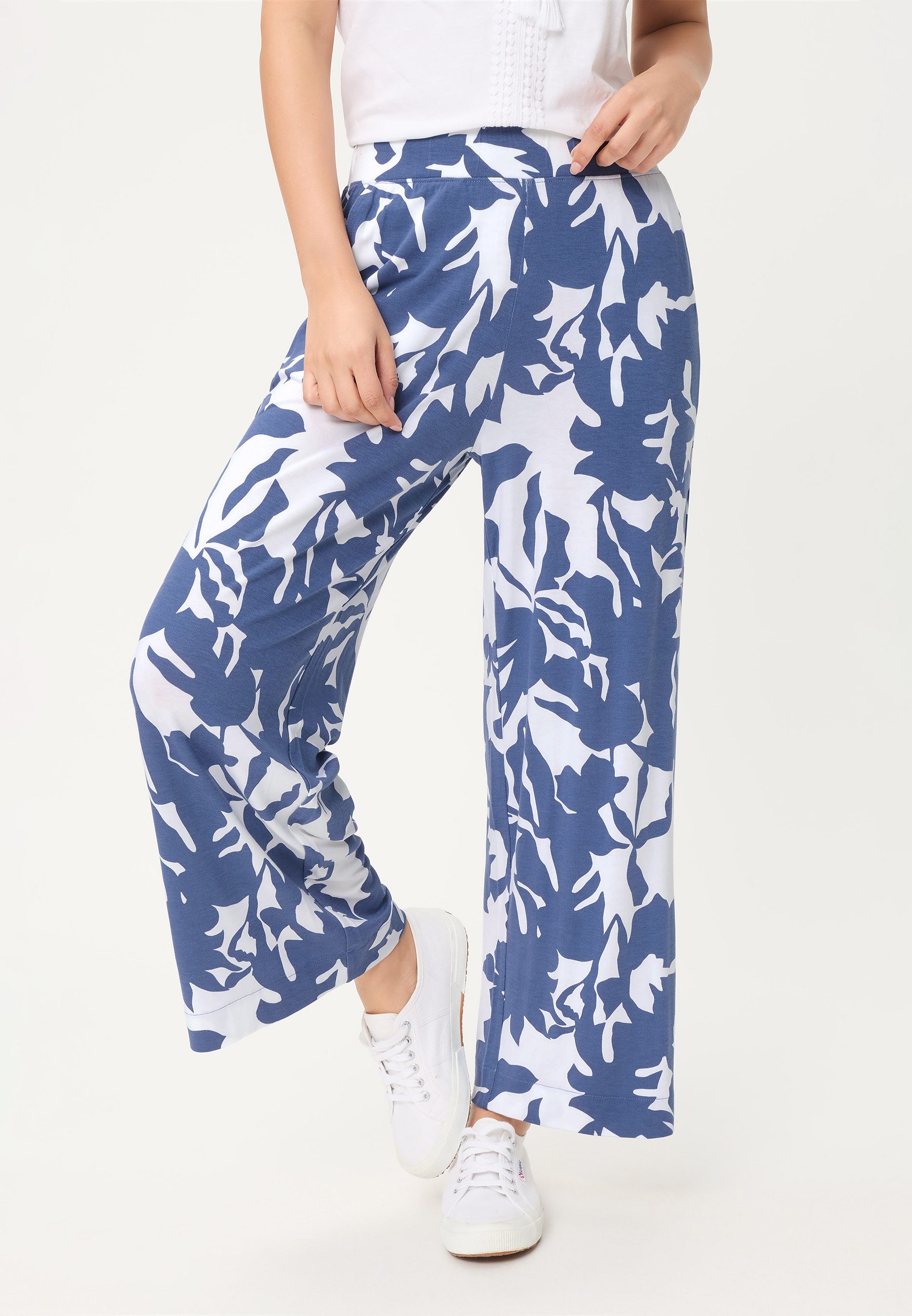 Olsen Stoffhose im Cropped-Style mit Allover-Dessin
