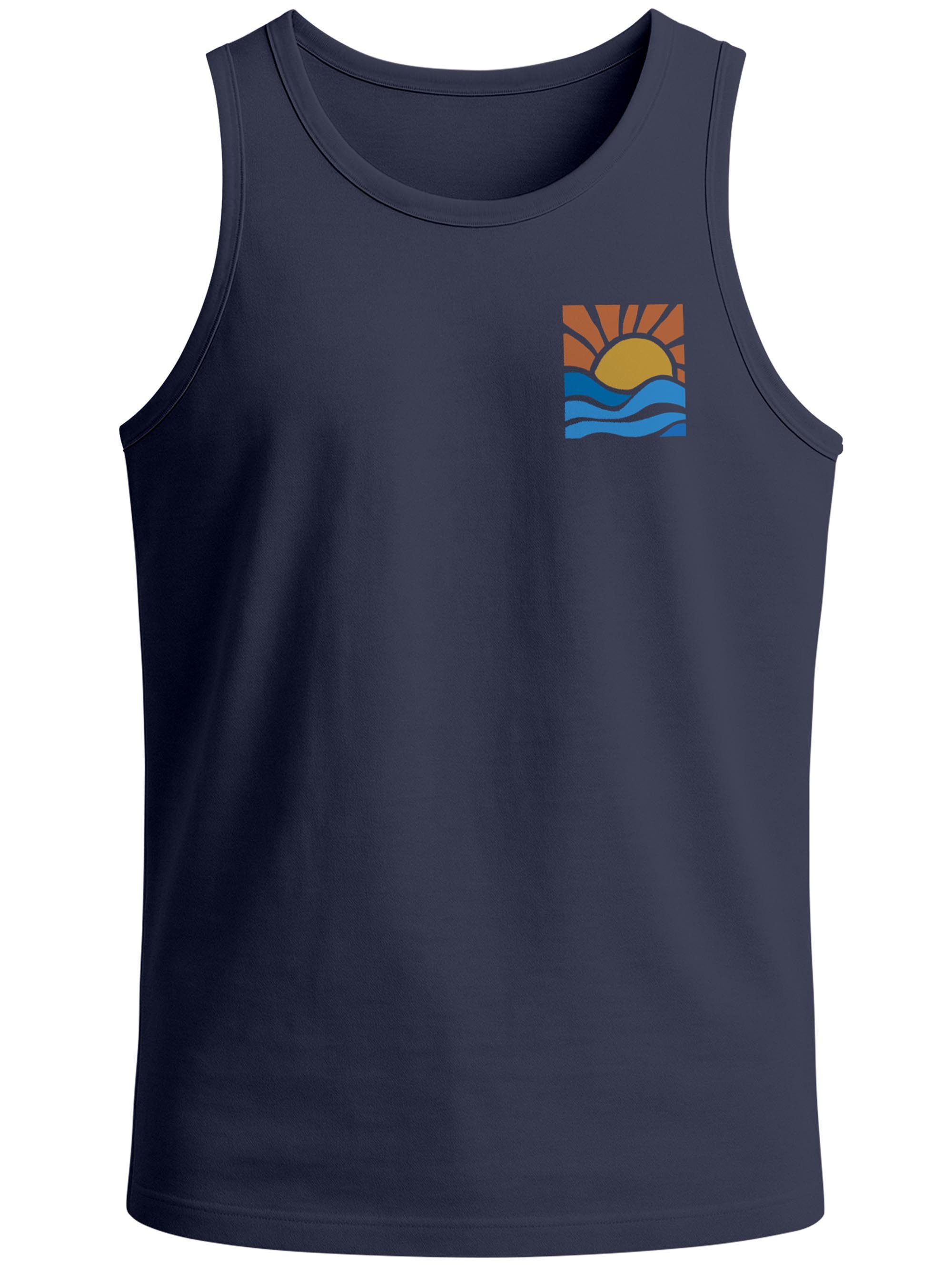Neverless Tanktop Herren Tank-Top Logo Print Sommer Sonne Welle Strand Beach Style mit Print – Bild 4 von 5