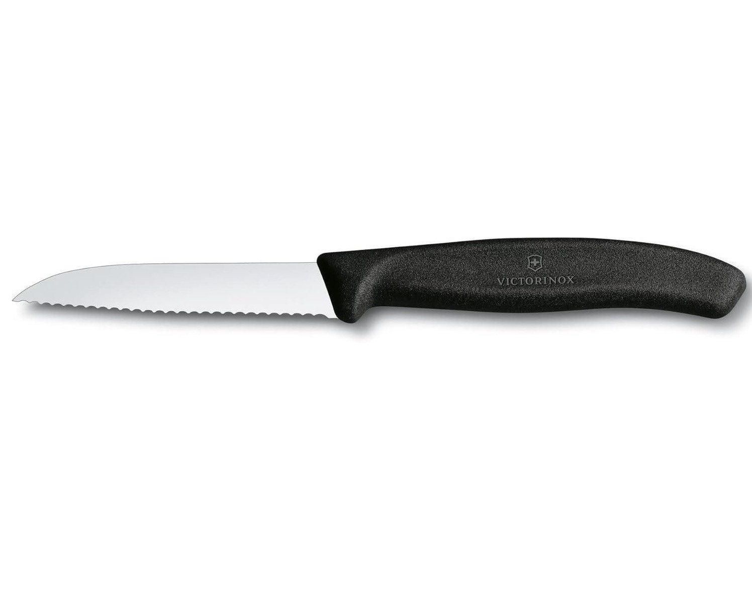 Victorinox Gemüsemesser Swiss Classic Gemüsemesser mit Wellenschliff, 6 cm Klinge, Extra scharf, robuster Kunststoff-Griff, spülmaschinengeeignet