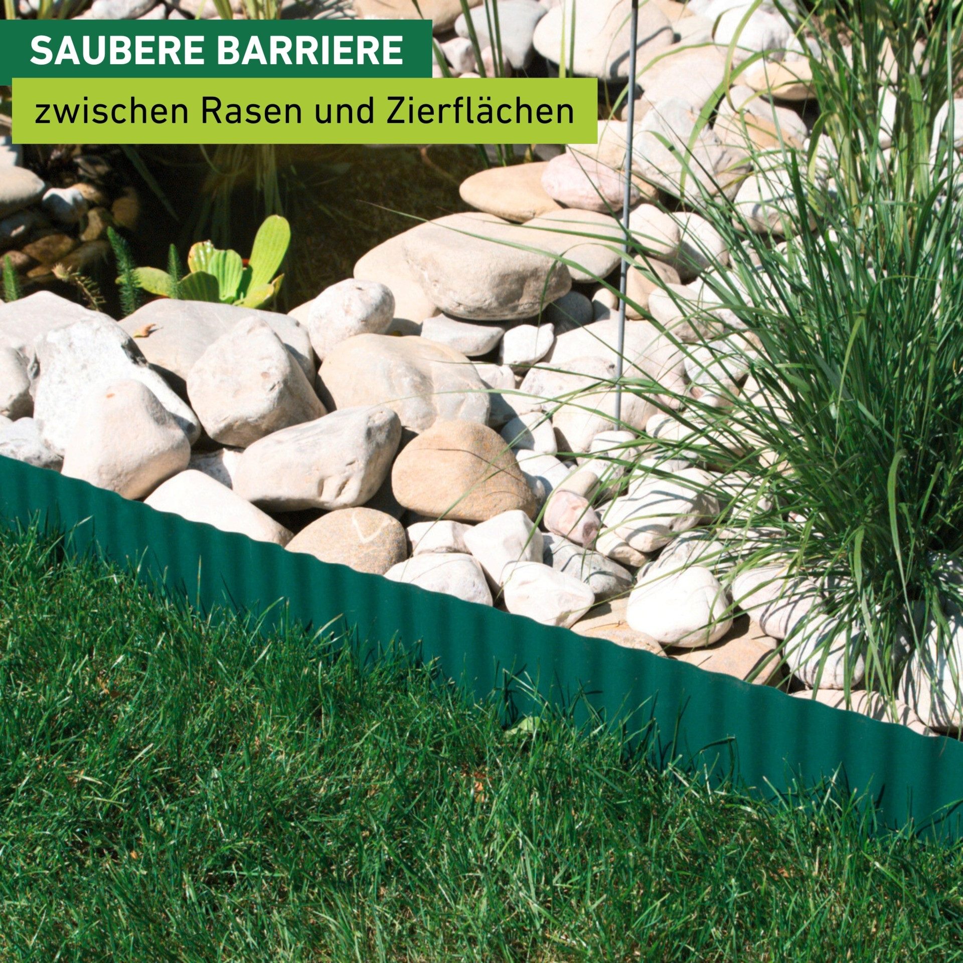 Windhager Rasenkante zur Einfassung von Rasenflächen, grün, LxH: 900x20 cm, robuste Beeteinfassung, erhältlich in 15 cm x 9 m oder 20 cm x 9 m