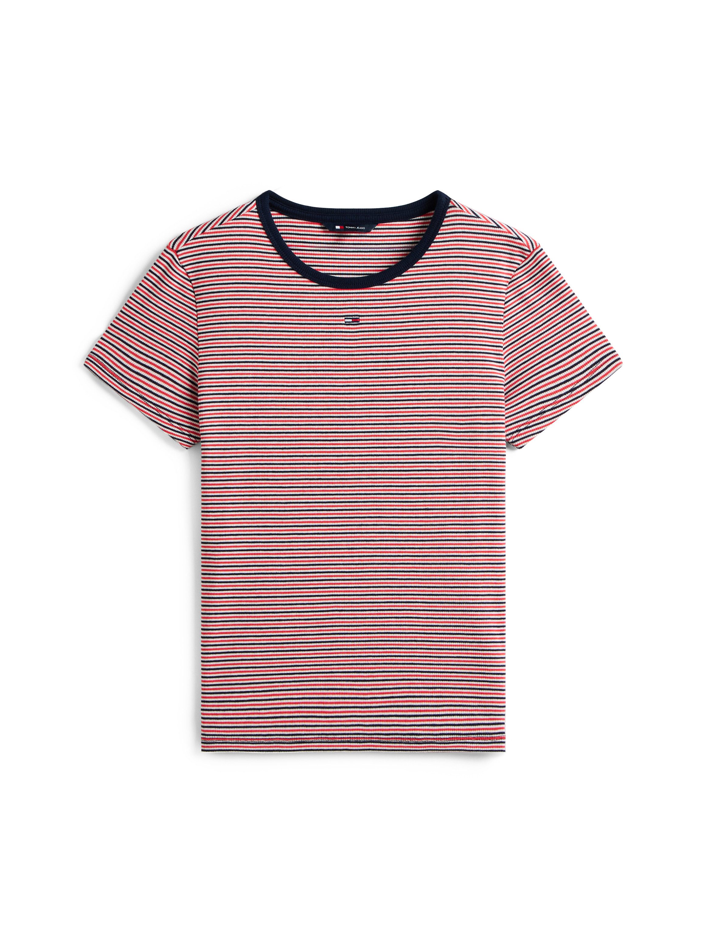 Tommy Jeans Kurzarmshirt TJW ESSENTIAL RIB SHORT SLEEVE EXT Baumwollmischung in gerippter Struktur, Slim Fit – Bild 4 von 5
