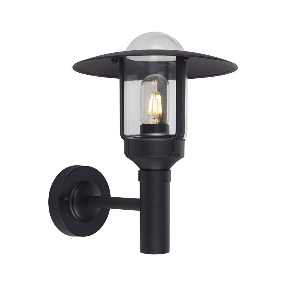 V-TAC LED Außen-Wandleuchte, Leuchtmittel inklusive, Warmweiß, LED Außenleuchte Wandleuchte Glas Außenbereich IP44 Schwarz H 34 cm