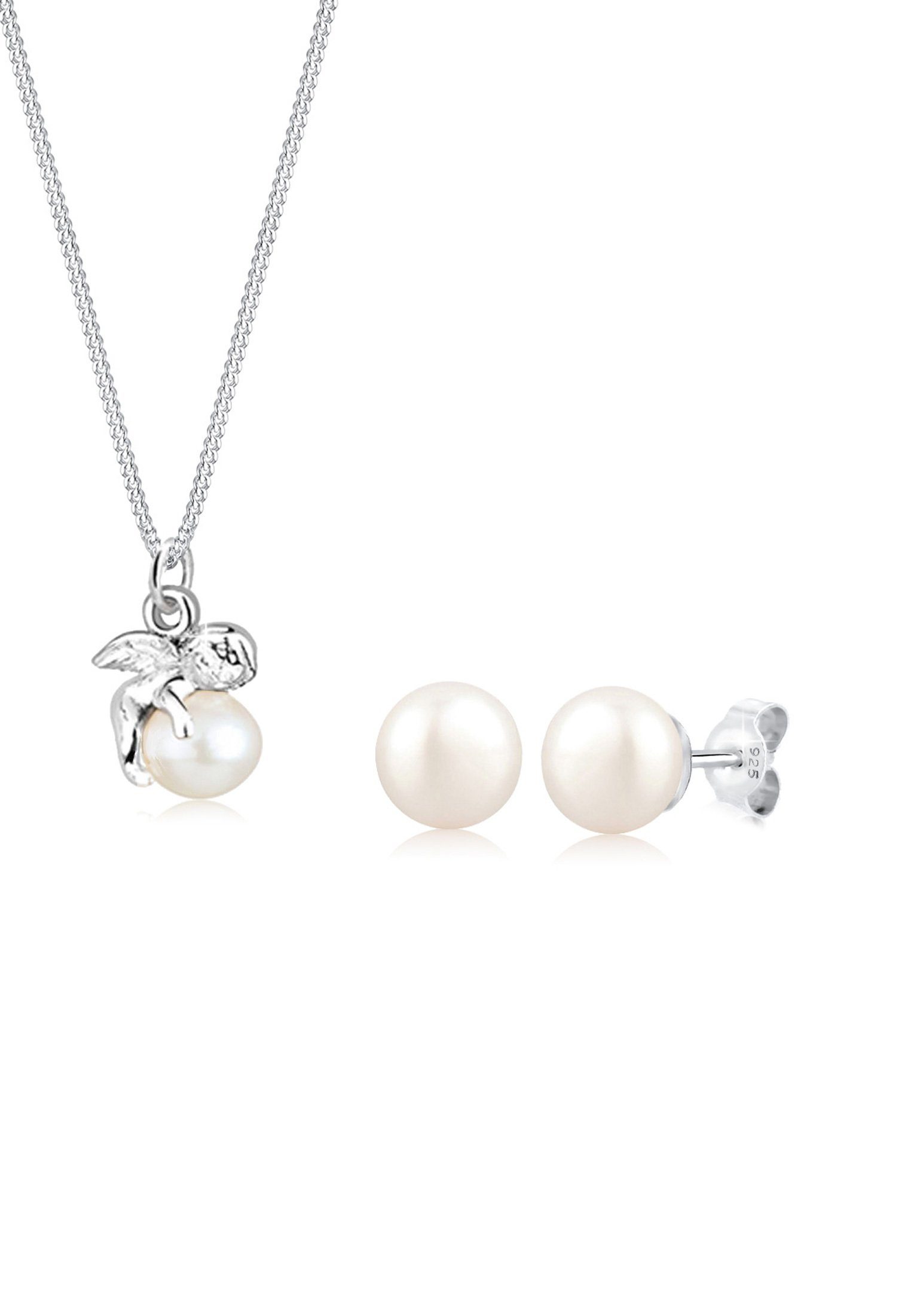 Elli Schmuckset Engel Süßwasserzuchtperlen Weiß 925 Sterling Silber, Engel günstig online kaufen