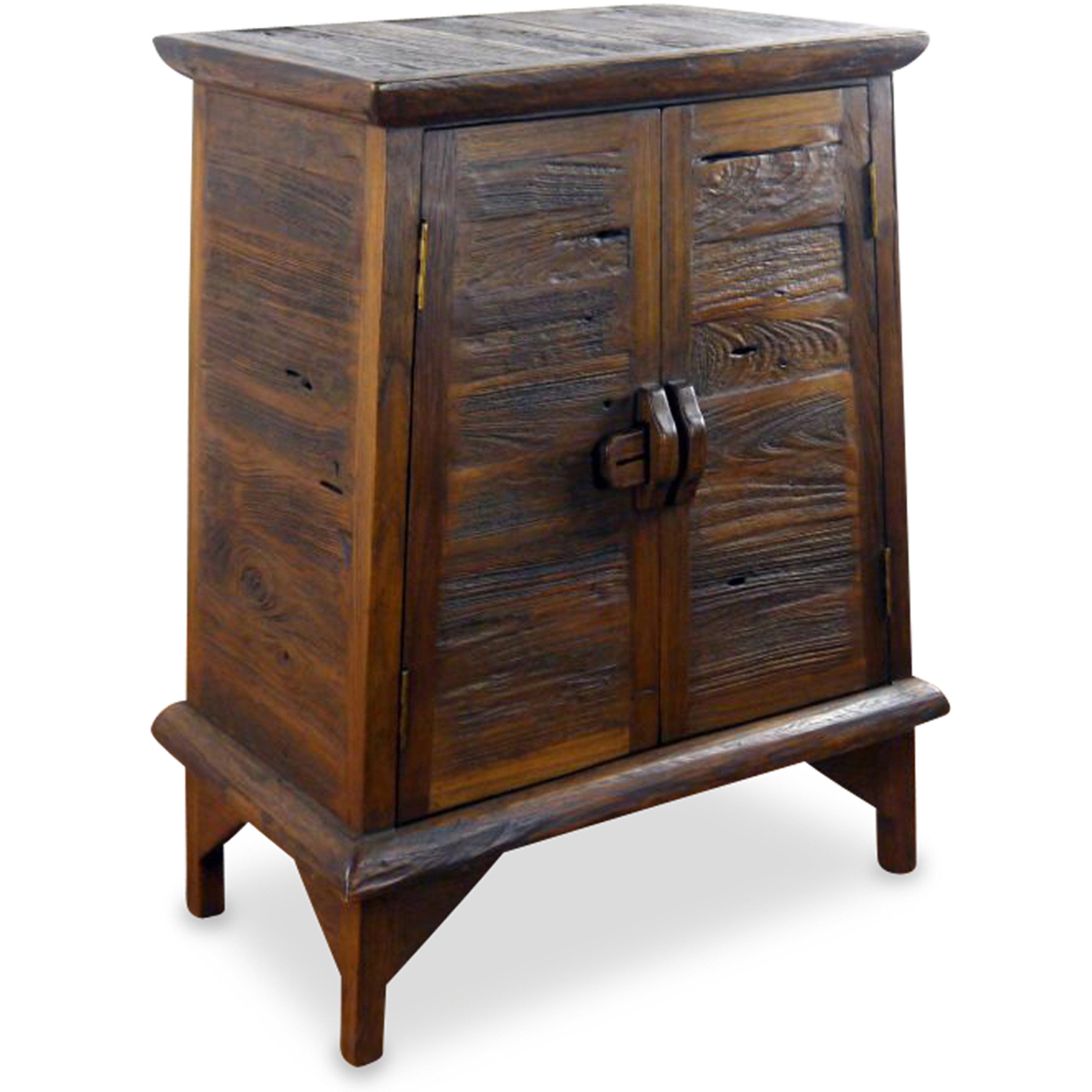 livasia Kommode Massivholzschrank - 64x37x80 cm - „Alte Teakholzplanke“, Handarbeit