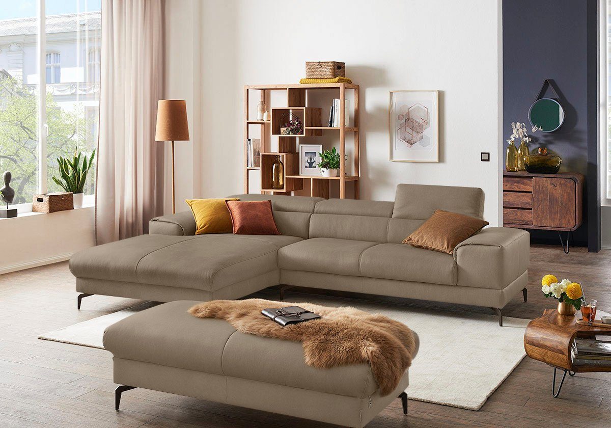W.SCHILLIG Ecksofa Piedroo, Designsofa mit tollem Sitzkomfort, elegant und bequem, L-Form, Kopfteilverstellung, wahlweise mit Sitztiefenverstellung, Breite 303cm