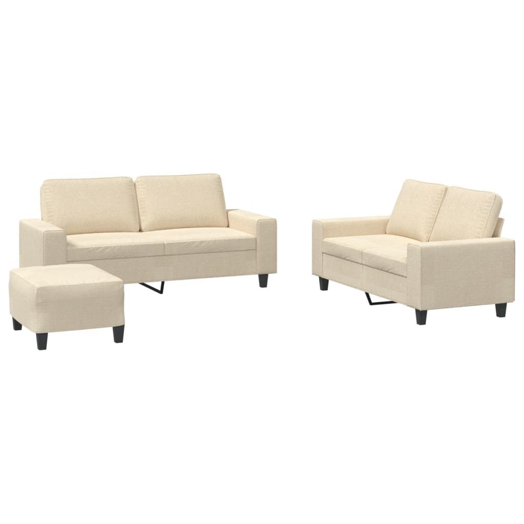 vidaXL Sofa 3-tlg. Sofagarnitur Creme Stoff günstig online kaufen