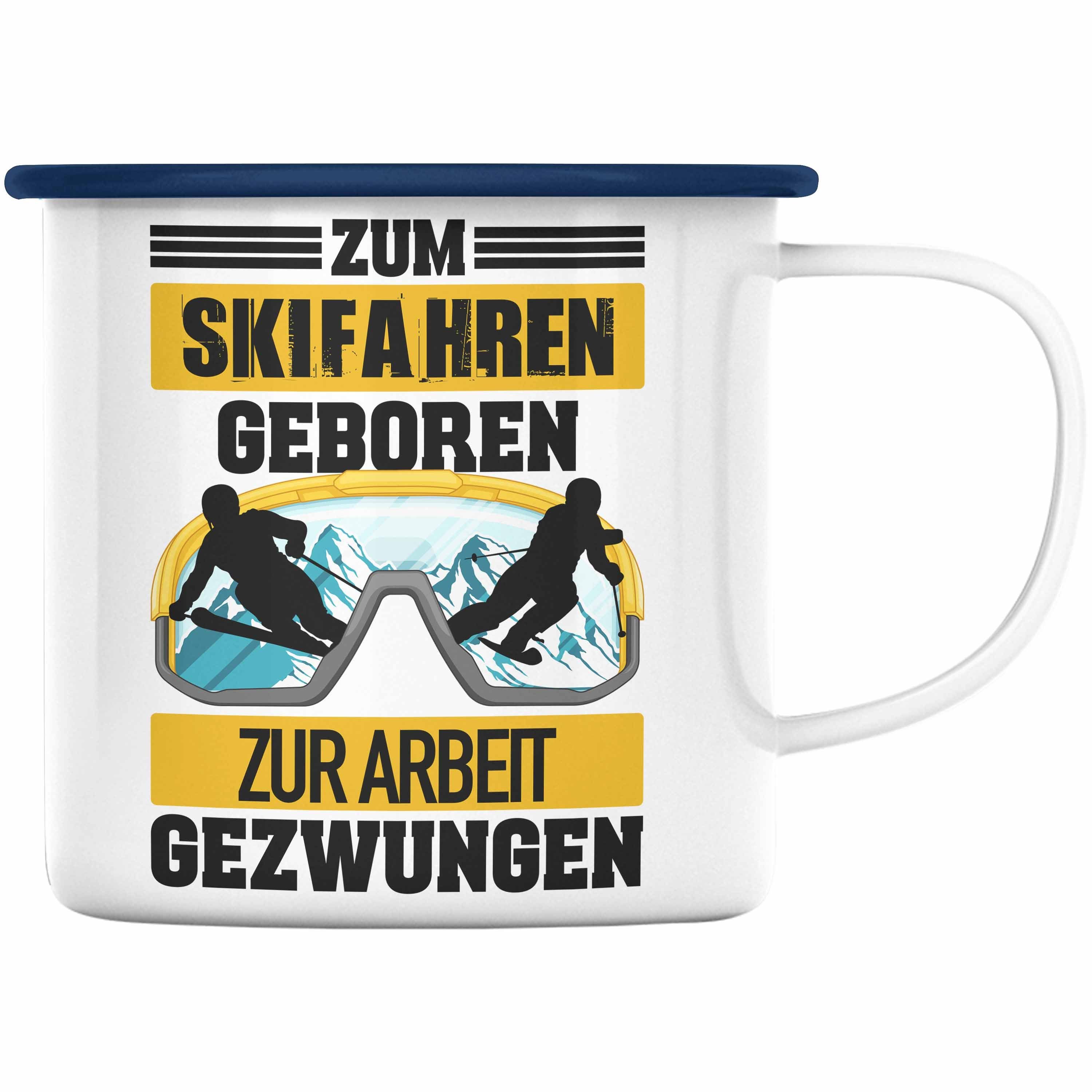 Trendation Thermotasse Trendation Ski Fahren Emaille Tasse Geschenk