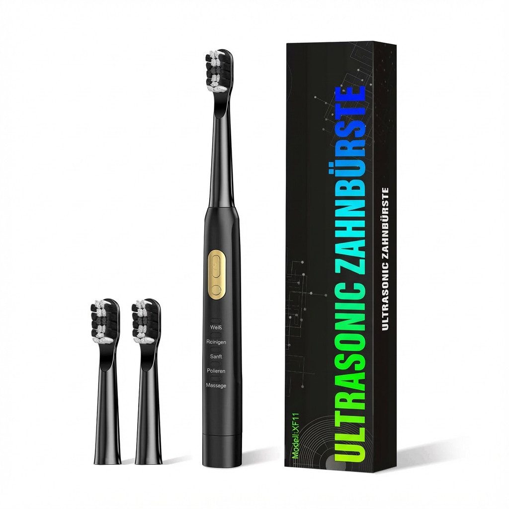 SWGOTA Elektrische Zahnbürste Schallzahnbürste mit 40.000 VPM, 5 Putzmodi, 2-Minuten-Timer, IPX7, Aufsteckbürsten: 3 St., Aufladbare Zahnbürste Elektrisch Electric Toothbrush für Zahnpflege