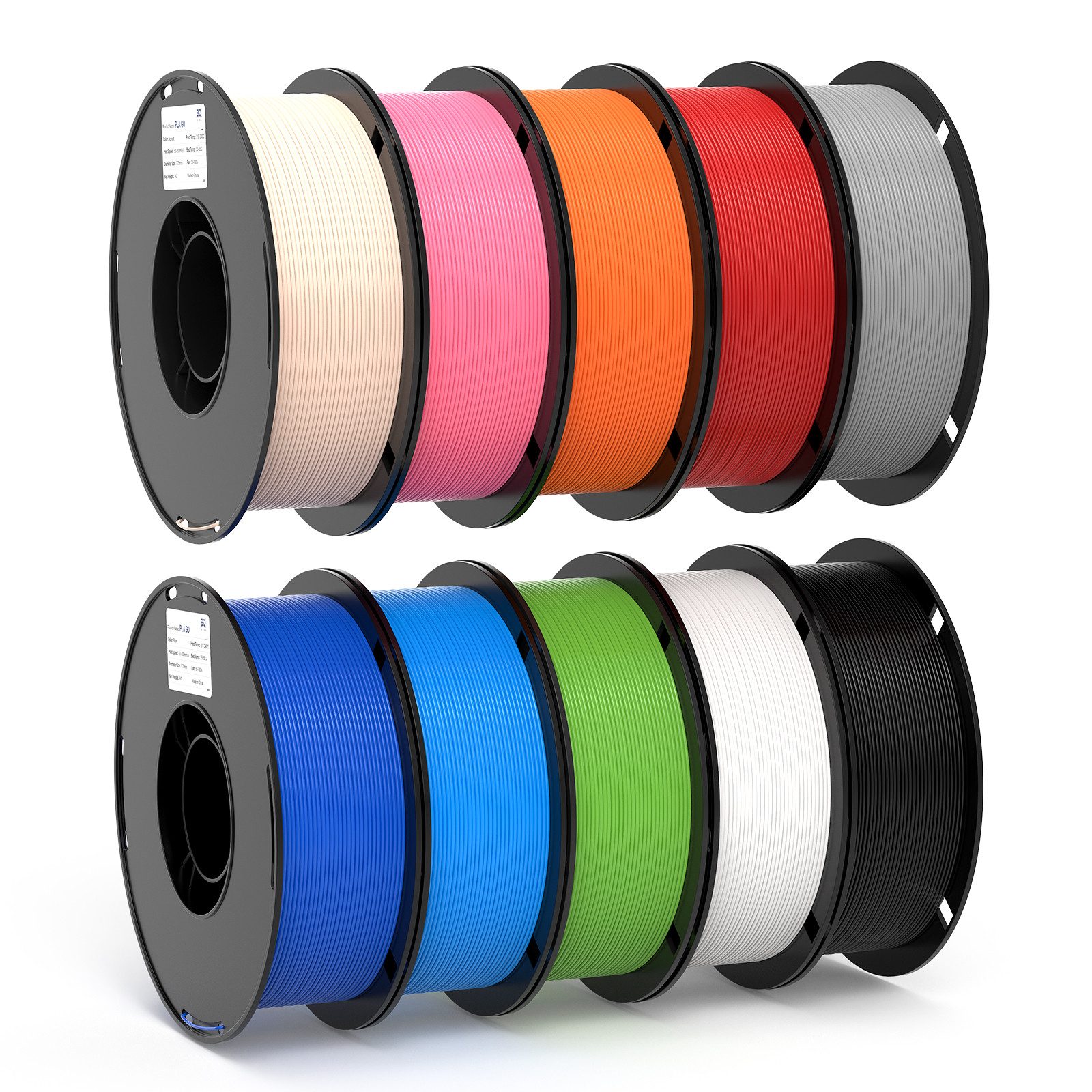 Insma Filament 3D Drucker PLA Filament 1,75mm 10KG Set 10 Farben, Hohe Maßgenauigkeit & Zähigkeit 3D-Druckmaterialien