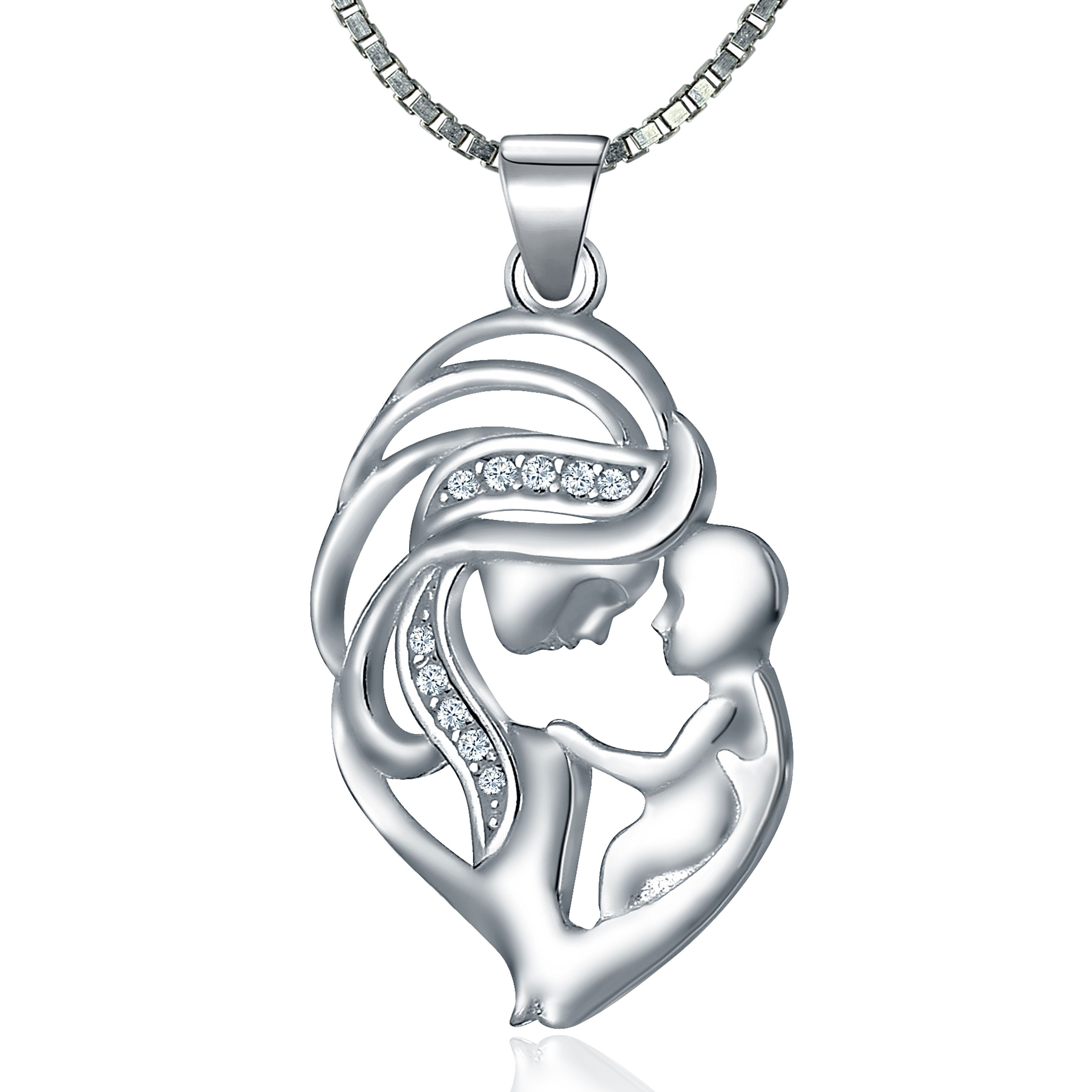 Kette mit Anhänger Mutter Kind Silber Kette