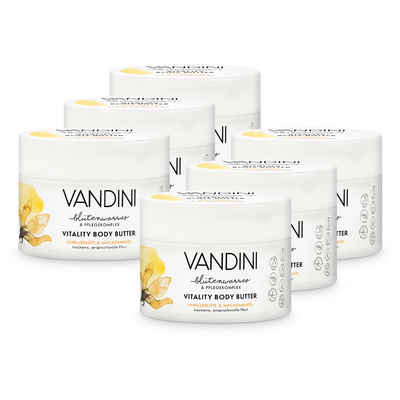 VANDINI Körperbutter VITALITY Body Butter Vanilleblüte & Macadamiaöl 6er Pack, 6-tlg.