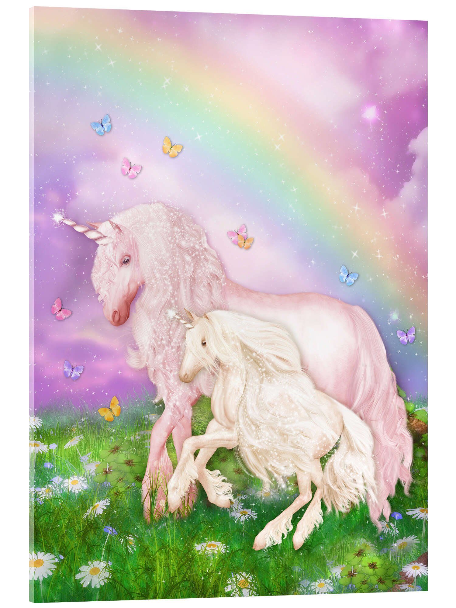 Posterlounge Wandbild Einhörner im Regenbogenzauber, Dolphins DreamDesign, erhältlich als Poster, Leinwandbild, Wandsticker oder Acrylglasbild