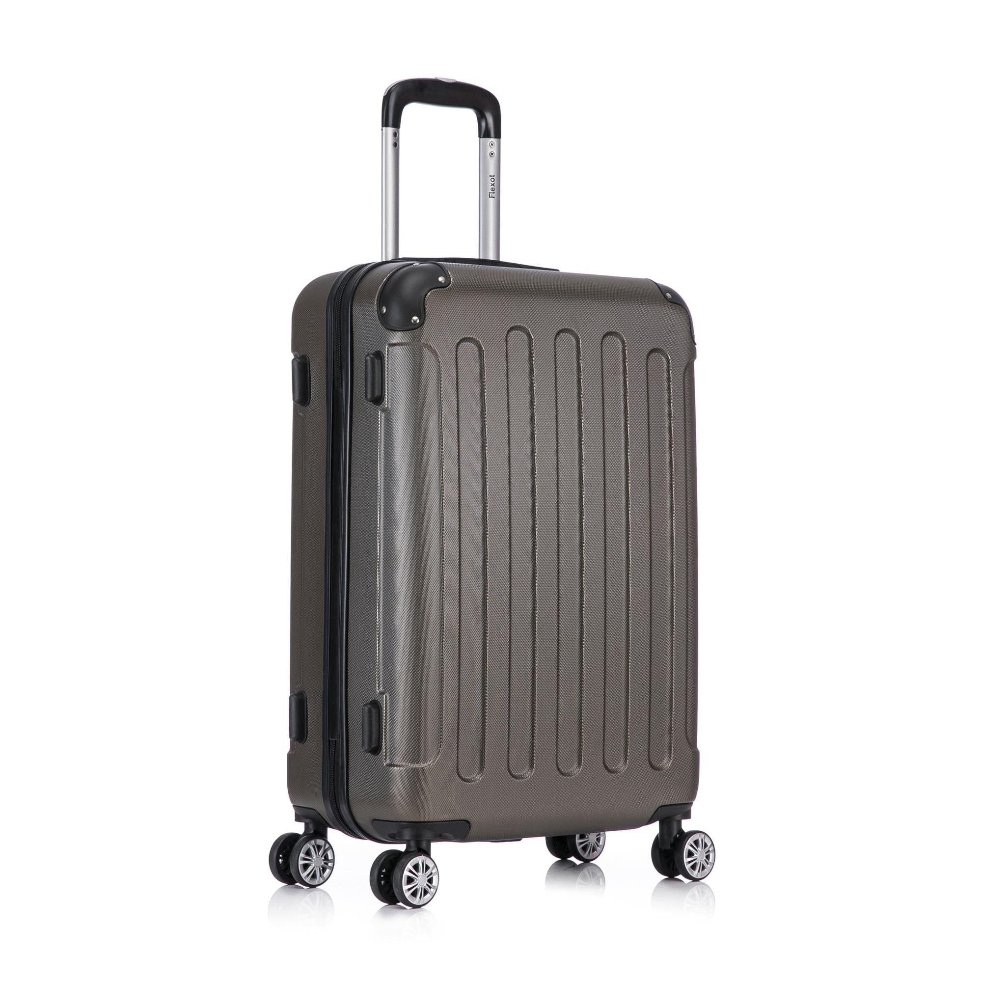 Flexot Hartschalen-Trolley F-2045 Kofferset, 360° Rollen, robuster Reisekoffer, Bordcase, 4 Rollen, Robuster und moderner Koffer mit vier 360° Rollen und Zahlen – Bild 3 von 5