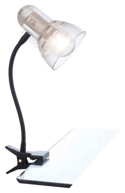 Globo Klemmleuchte CLIP, 1-flammig, H 34 cm, Schwarz, Transparent, ohne Leuchtmittel, Metall, Kunststoff, mit Klippverschluss