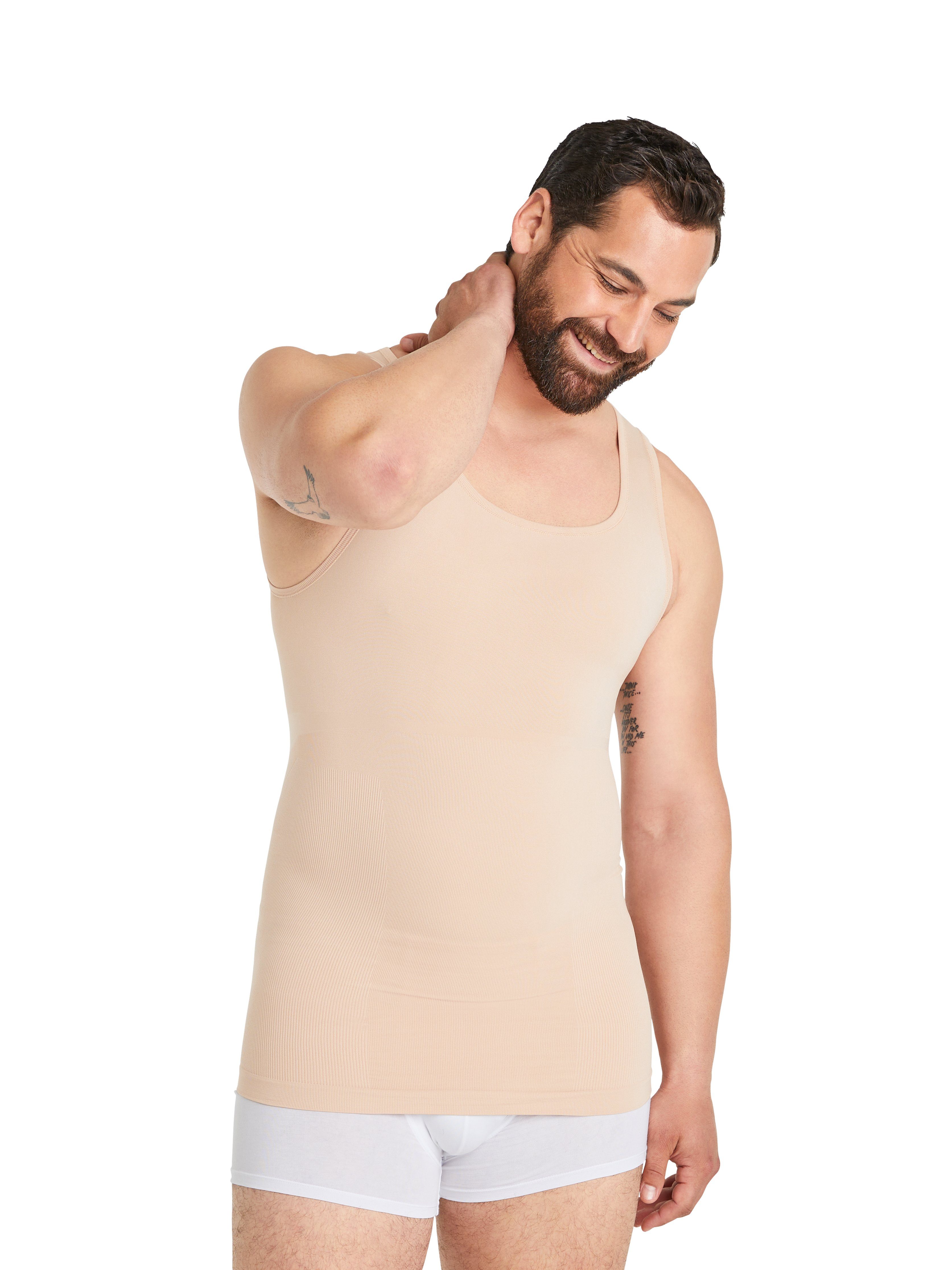FINN Design Shapinghemd Seamless Kompressions-Unterhemd Herren ohne Nähte Starker Body-Shaper für Männer Light-Beige