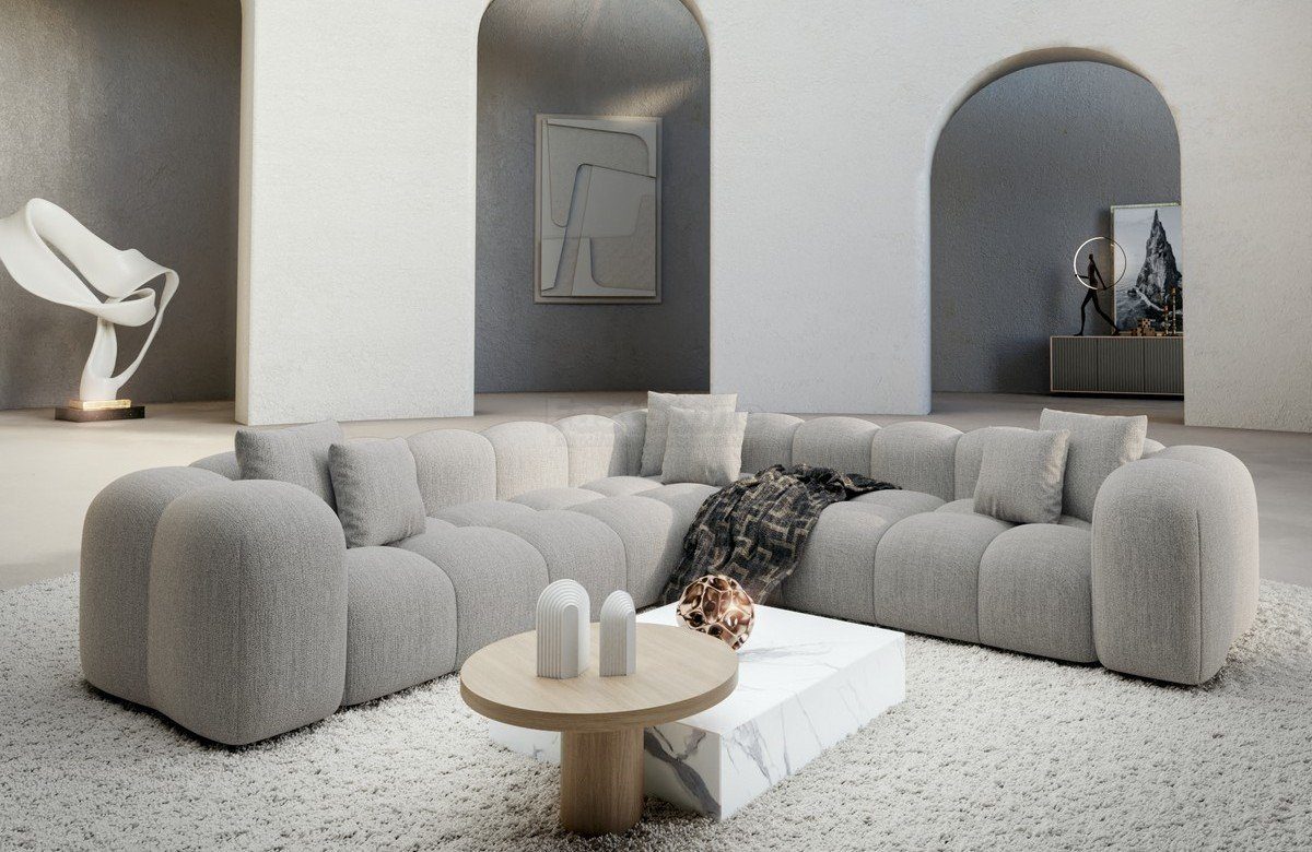 Sofa Dreams Ecksofa Modern Stoff Strukturtstoff Couch Sofa Formentera L Form Stoffsofa, Loungesofa, Eckcouch