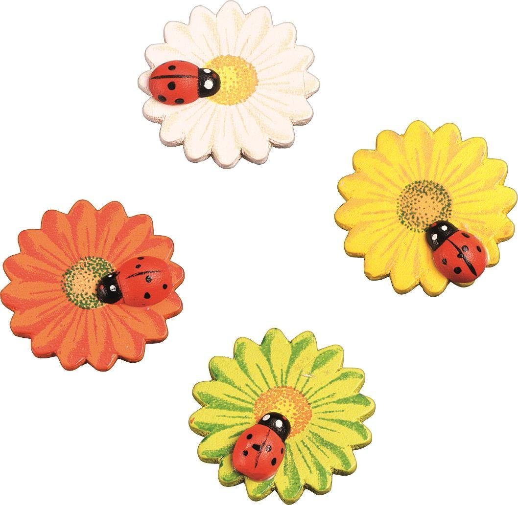 Hängedekoration 218002452 Dekostreu Blumen "Blume mit Marienkäfer" Ø 3 cm weiß gelb ro