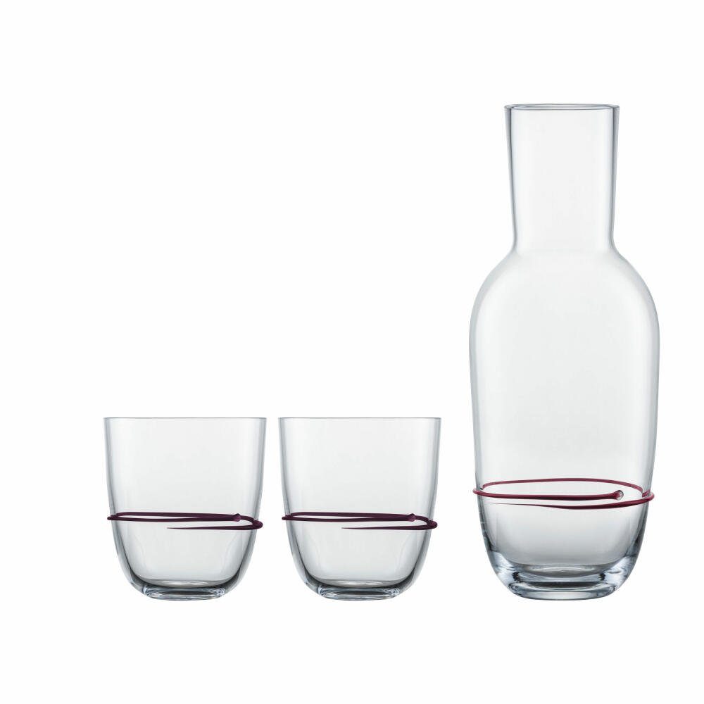 Zwiesel Glas Gläser-Set Aura Aubergine, 3-tlg., Glas, Karaffe mit 2 Bechern