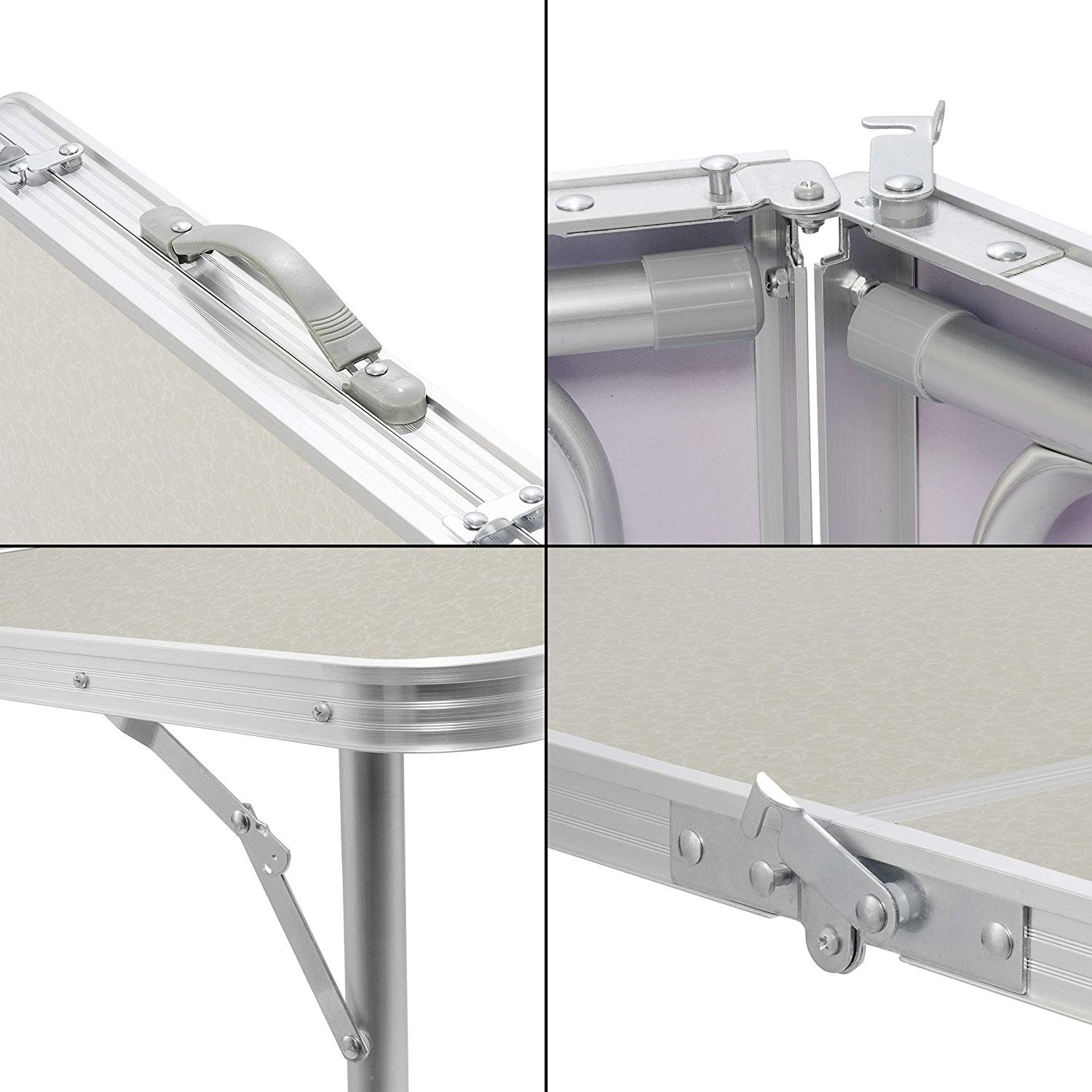 Goods+Gadgets Klapptisch Höhenverstellbarer Tisch Set mit 4 Stühlen Klapptisch Camping&Garten (Mehrzwecktisch, Campingtisch Markttisch), Multifunktionstisch mit – Bild 4 von 5