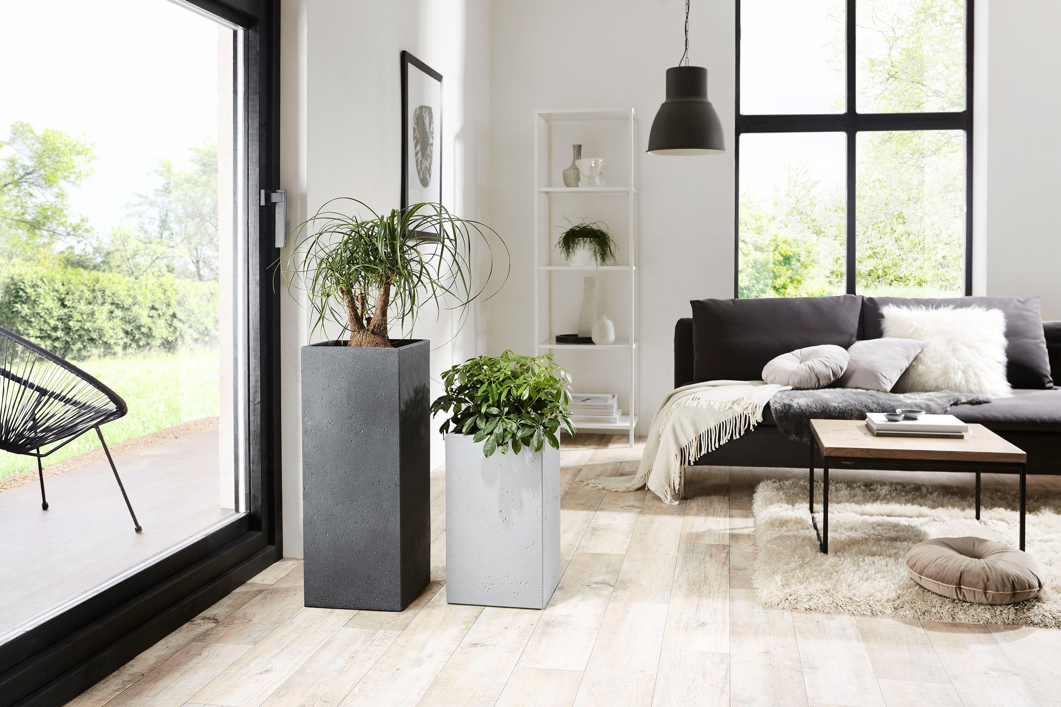 Scheurich Pflanzgefäß C-Cube 28 cm x 28 cm Stony Grey günstig online kaufen
