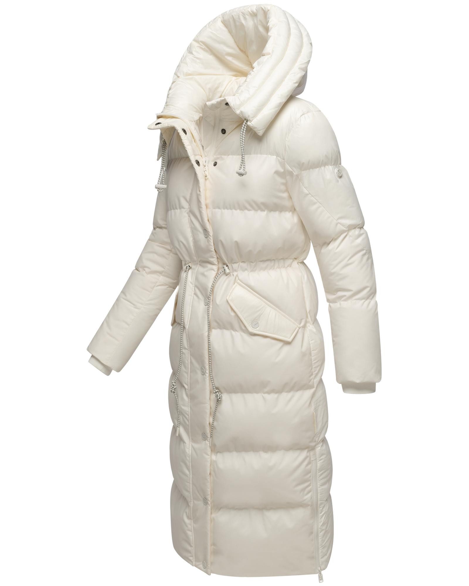 Navahoo Steppmantel Knusperherz 14 Langer gesteppter Damen Wintermantel mit Materialmix