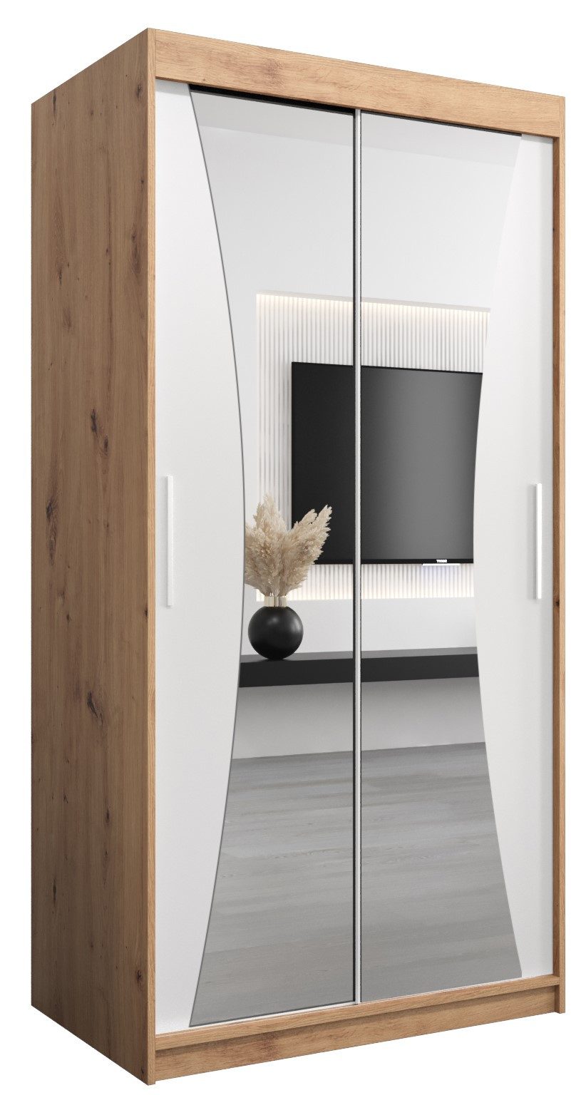 ABIKS MÖBEL Schwebetürenschrank MONACO Schlafzimmerschrank - mit Spiegel, Kleiderstange, Regalen