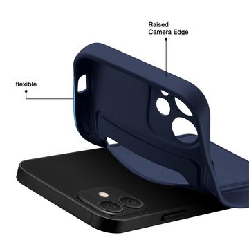 CoolGadget Handyhülle Blau als 2in1 Schutz Cover Set für das Apple iPhone 12 6,1 Zoll, 2x 9H Glas Display Schutz Folie + 1x TPU Case Hülle für iPhone 12