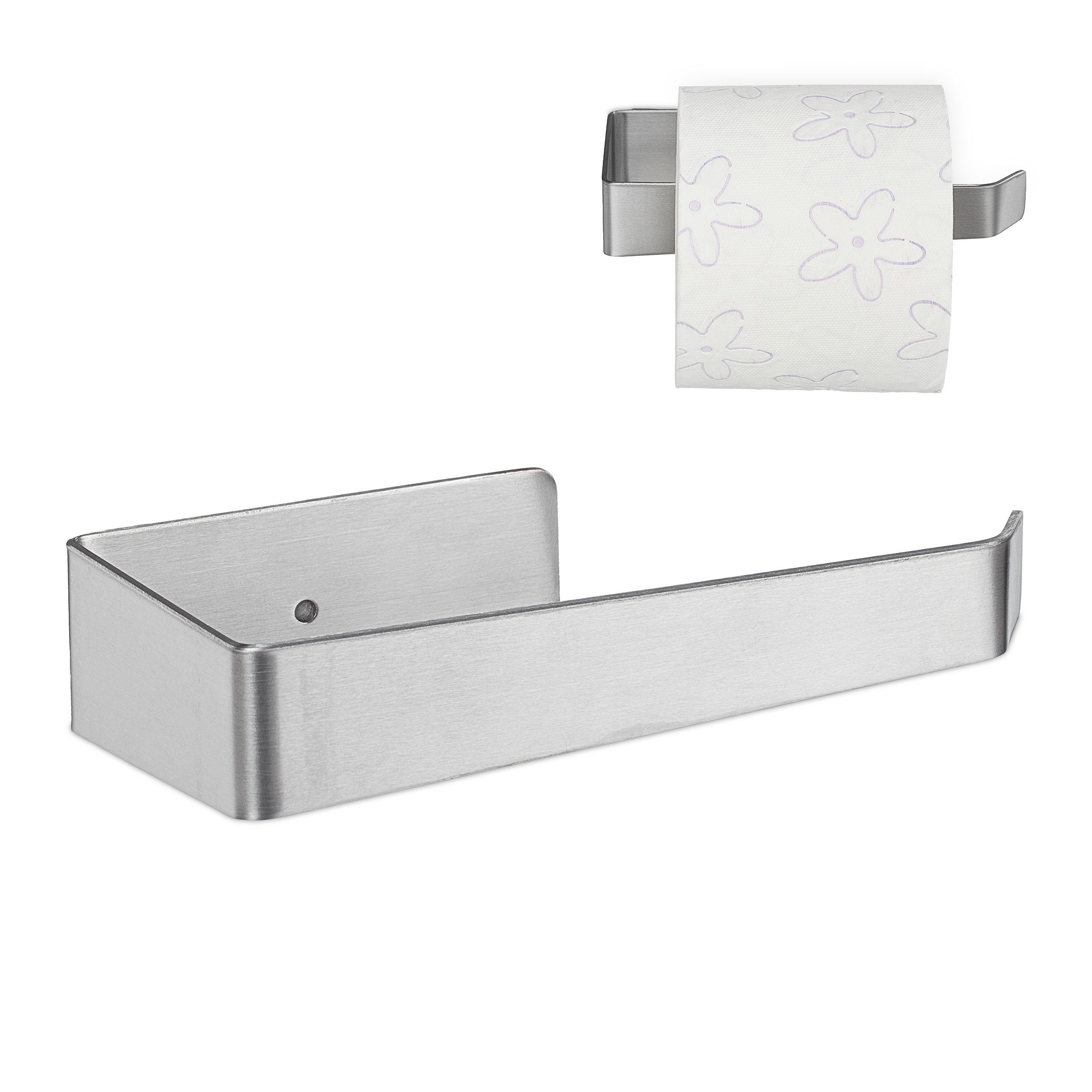 relaxdays Toilettenpapierhalter in Toilettenpapierhalter Silber