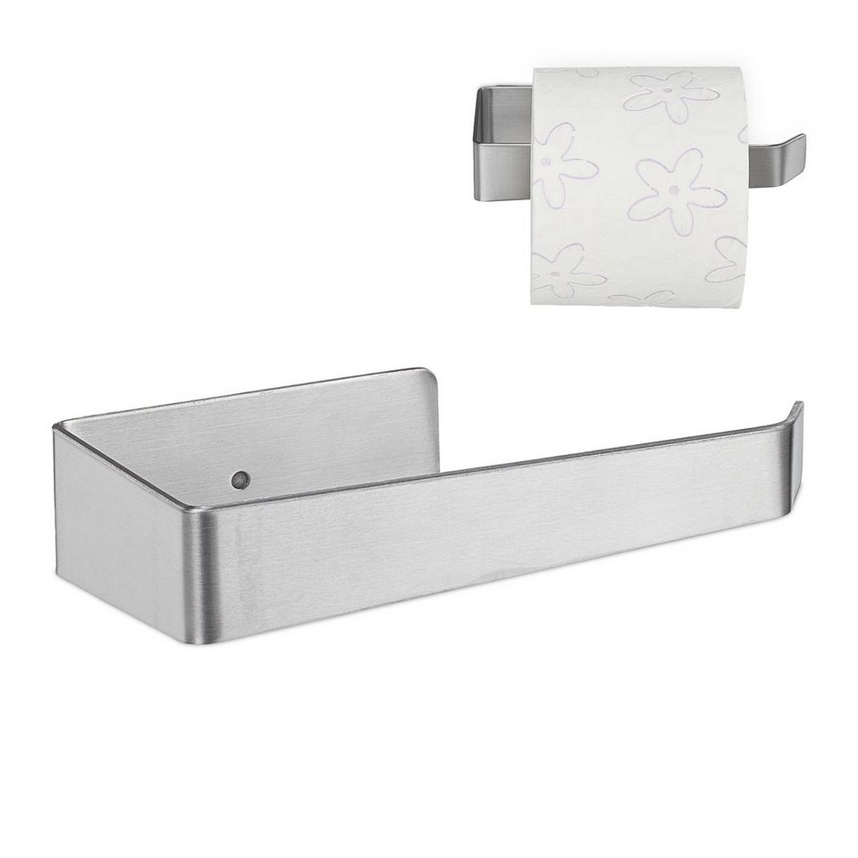 relaxdays Toilettenpapierhalter Toilettenpapierhalter in Silber