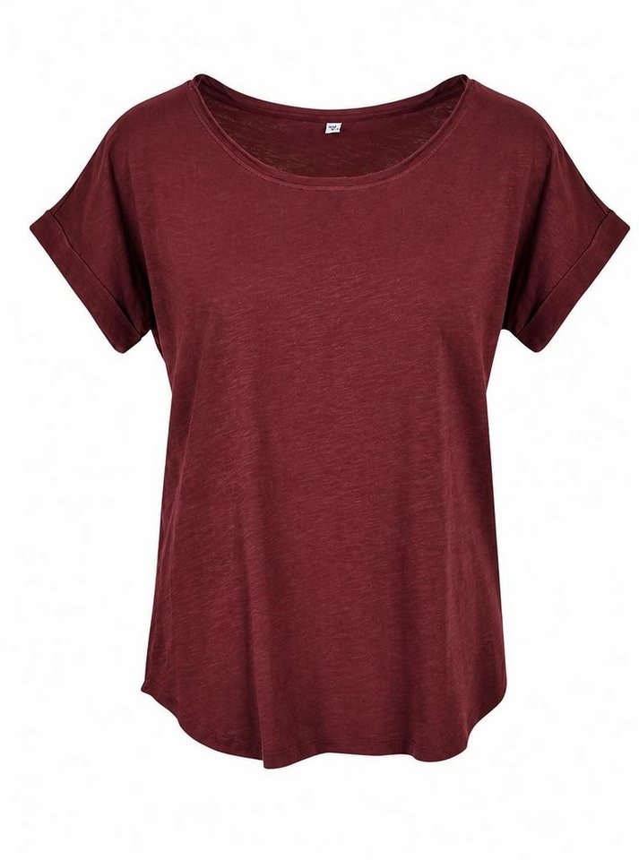 Build Your Brand Rundhalsshirt Damen Long Slub Tee / Hinten extra lang geschnitten