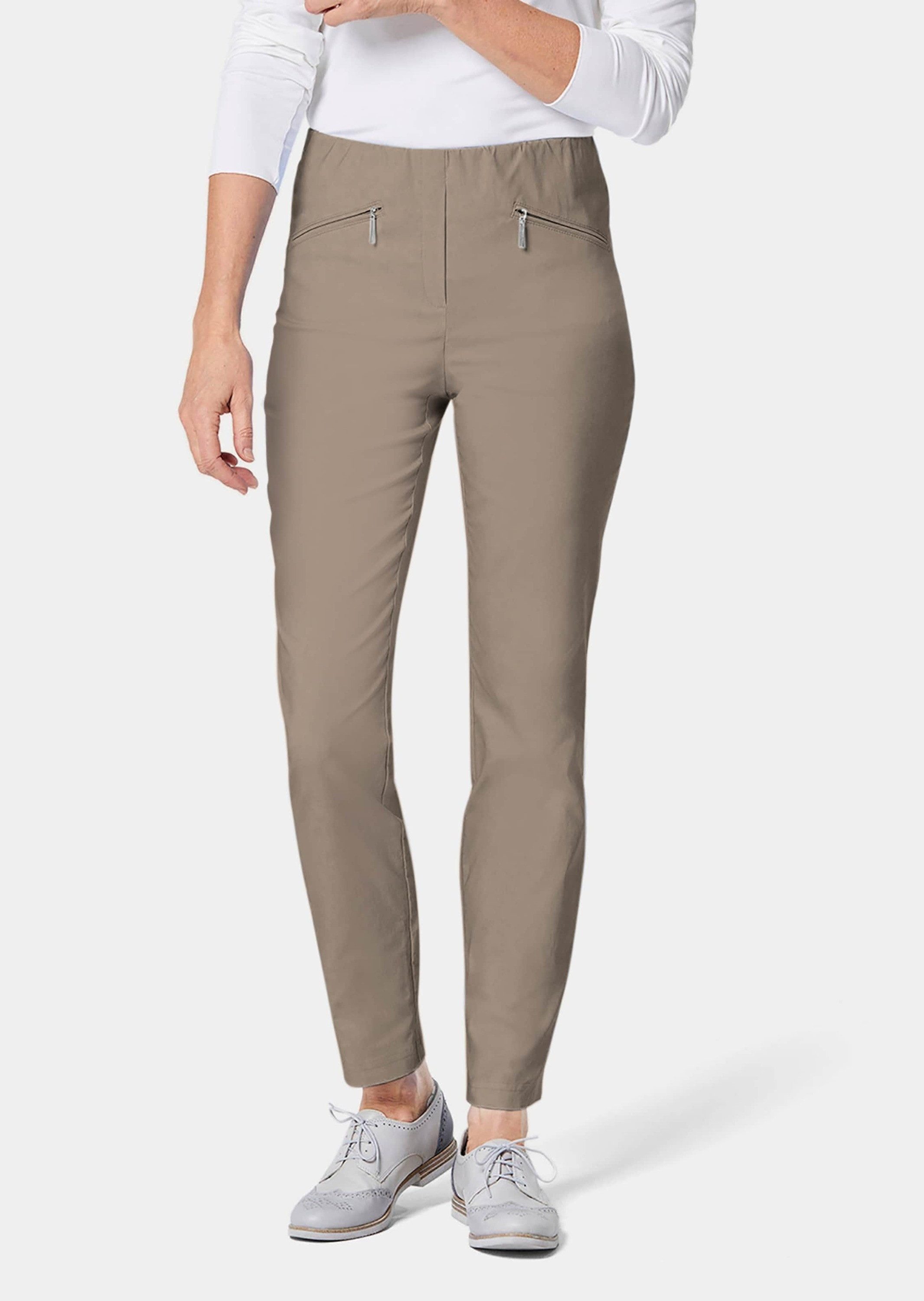 GOLDNER Stoffhose Kurzgröße: Schlupfhose LOUISA mit Steppnähten Komfortable Stretchhose, Slim Fit, mit Taschen