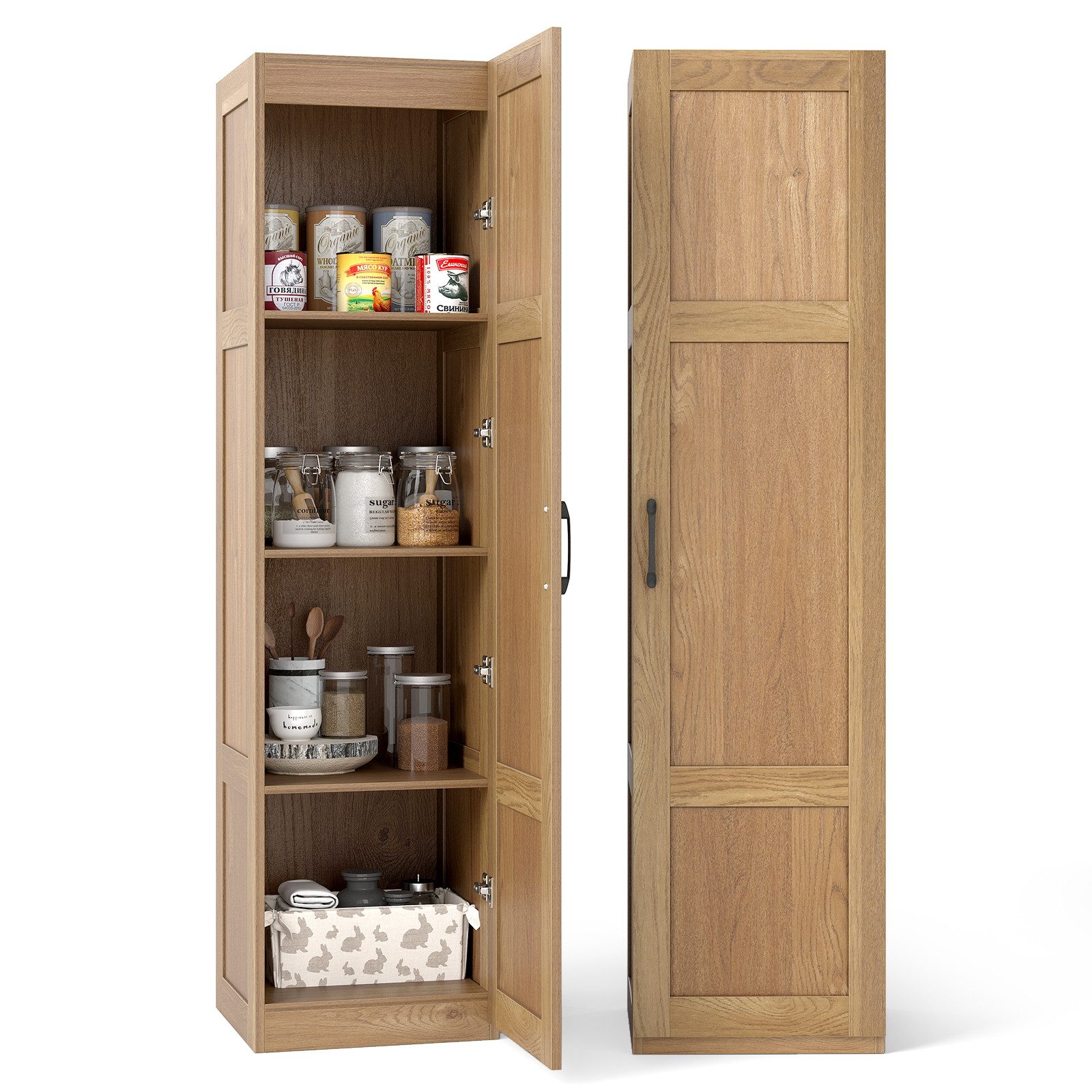 COSTWAY Vorratsschrank Hochschrank schmal, Bodenschrank mit Tür 40x37,5x150 günstig online kaufen