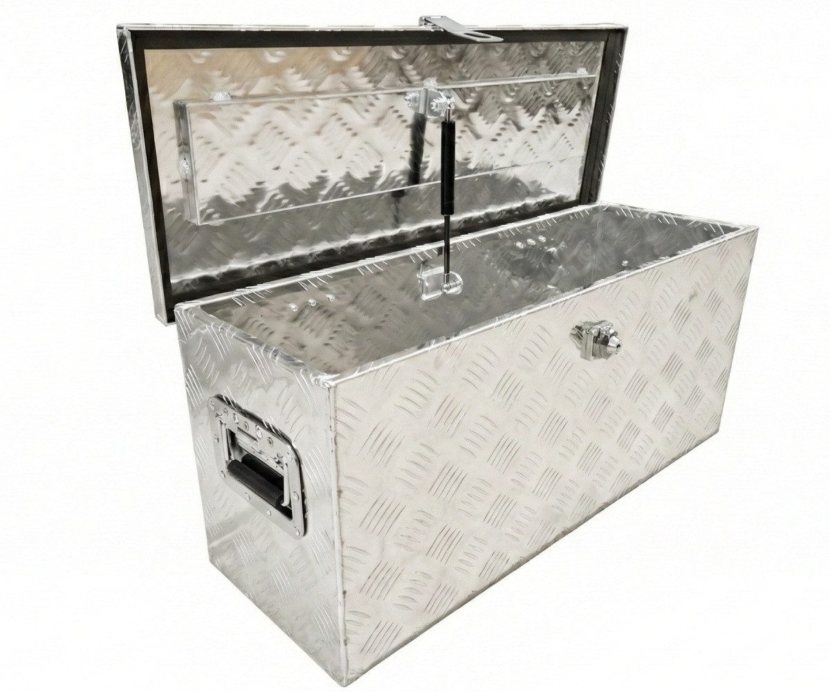 Systafex® Anhänger-Deichselbox Aluminium Deichselbox Staubox Werkzeugkiste 78,5x28,5x34cm, Abgerundete Kanten, Edelstahl Scharniere – Bild 2 von 5