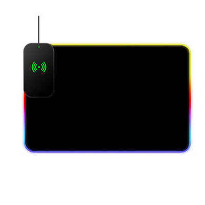 KINSI Gaming Mauspad verdicktes Mauspad mit kabellosem Laden,RGB-Mauspad mit farbigem Licht, Mauspad,das Ihr Mobiltelefon aufladen kann