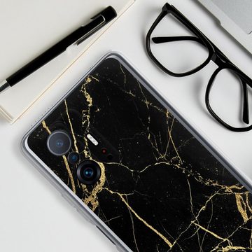 DeinDesign Handyhülle Marmor schwarz Muster BlackGoldMarble Look, Xiaomi 11T Pro 5G Silikon Hülle Bumper Case Handy Schutzhülle