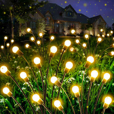 BlingBin LED Solarleuchte 2 PCS Solar Garten Lichter im Freien Glühwürmchen Solar Leuchte, Wasserdicht, LED fest integriert, Warmweiß, 10 LEDs angetrieben wasserdichtes schwankendes Landschaftslicht