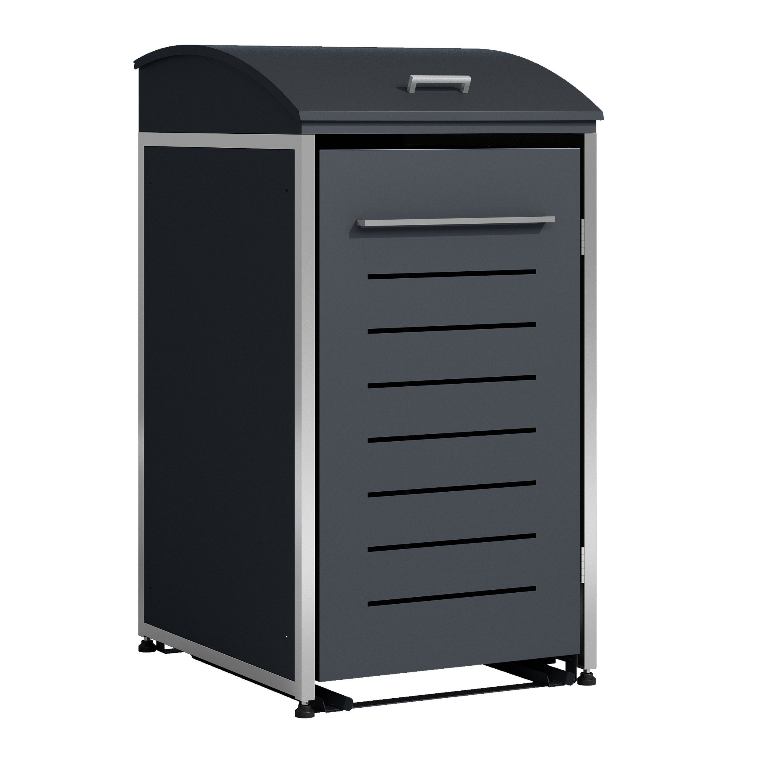 DEGAMO Mülltonnenbox KIEL, Stahl grau + Edelstahl, für 1 Tonne 120 oder 240 Liter