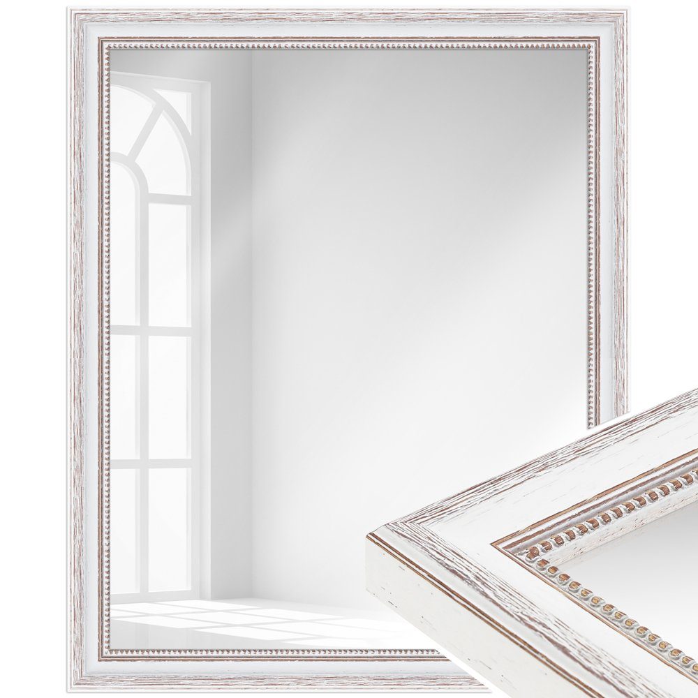 WANDStyle Wandspiegel H390, Landhaus Spiegel Weiß 46x56 cm, Wandspiegel, Ganzkörperspiegel Groß