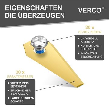 VERCO Mährobotermesser für Bosch Indego Mähmesser (inkl. Schrauben, 30 Stück), Titan Messer Ersatz Klingen Set rostfrei