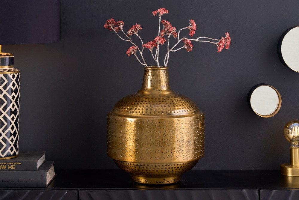 riess-ambiente Dekovase ORIENT 35cm gold - orientalisch, Blumenvase, Hammerschlag-Design (1 St), Accessoire · Tischvase für Trockenblumen · handmade · Metall