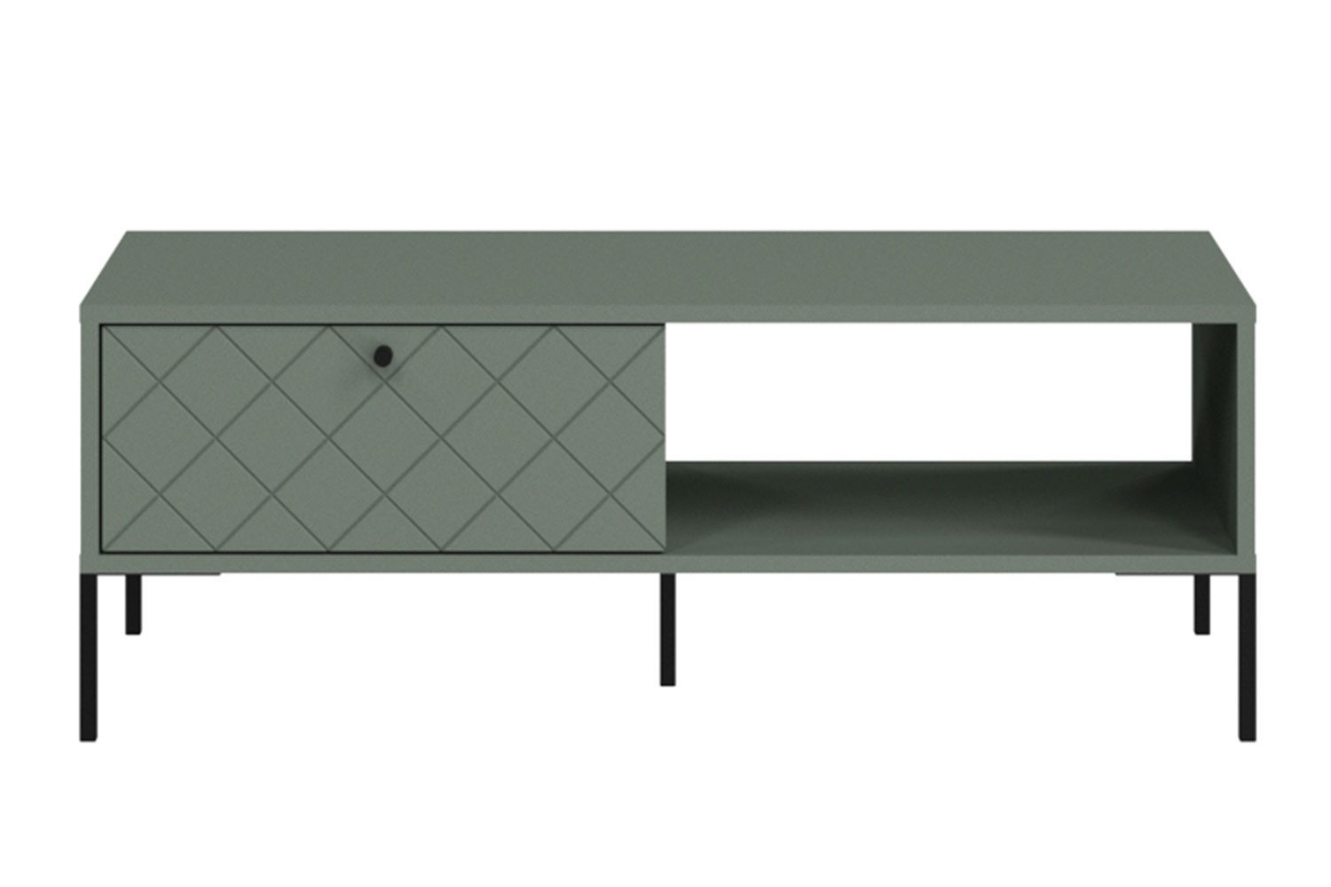 Feldmann-Wohnen Couchtisch Vitoria (2 Klappe, 1 offenes Fach, 1-St., moderne Optik, Metallfüße, Knopfgriffen), 105x52x39cm grün
