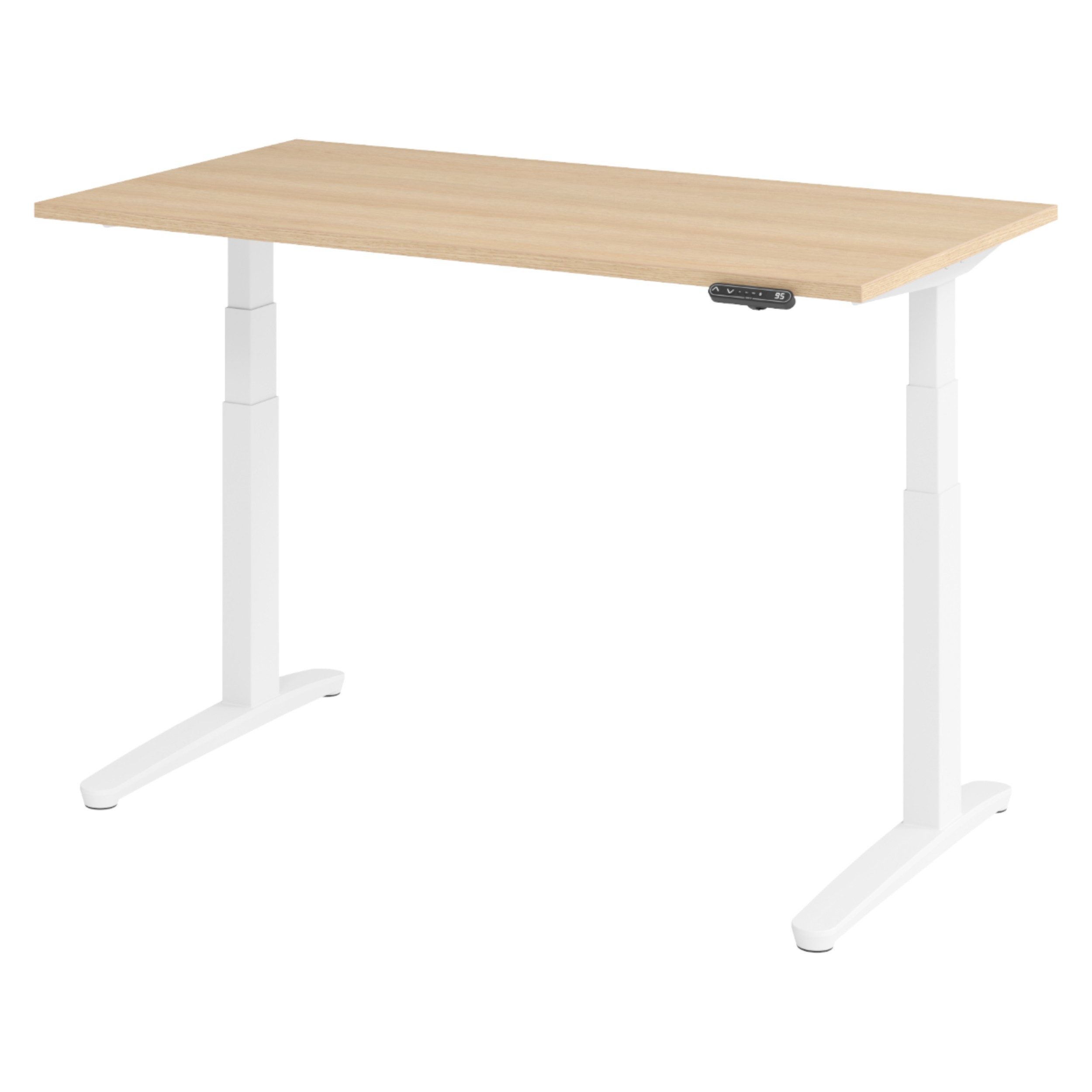 bümö Schreibtisch bümö XBHM Schreibtisch, Rechteck: 140 x 80 cm - Dekor: Eiche - Gestell: Weiß