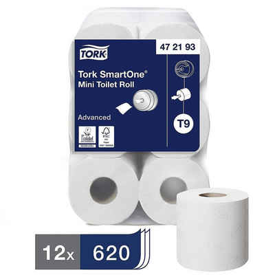 TORK Toilettenpapier SmartOne® (12-St), 2-lagig, Jumbo-Rolle, weiß mit Prägung, perforiert, 620 Blatt/Rolle