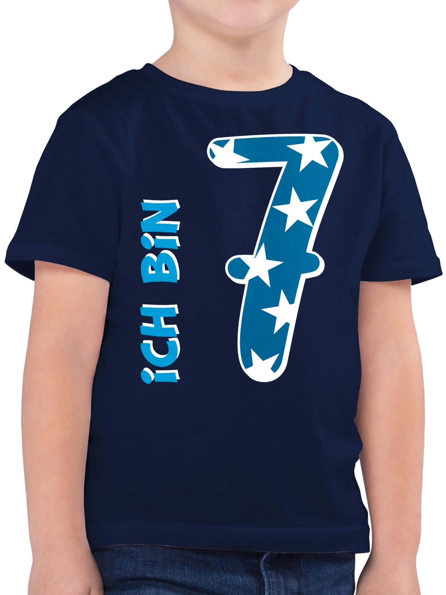 Shirtracer T-Shirt Ich bin sieben Blau Junge 7. Geburtstag 1 Dunkelblau